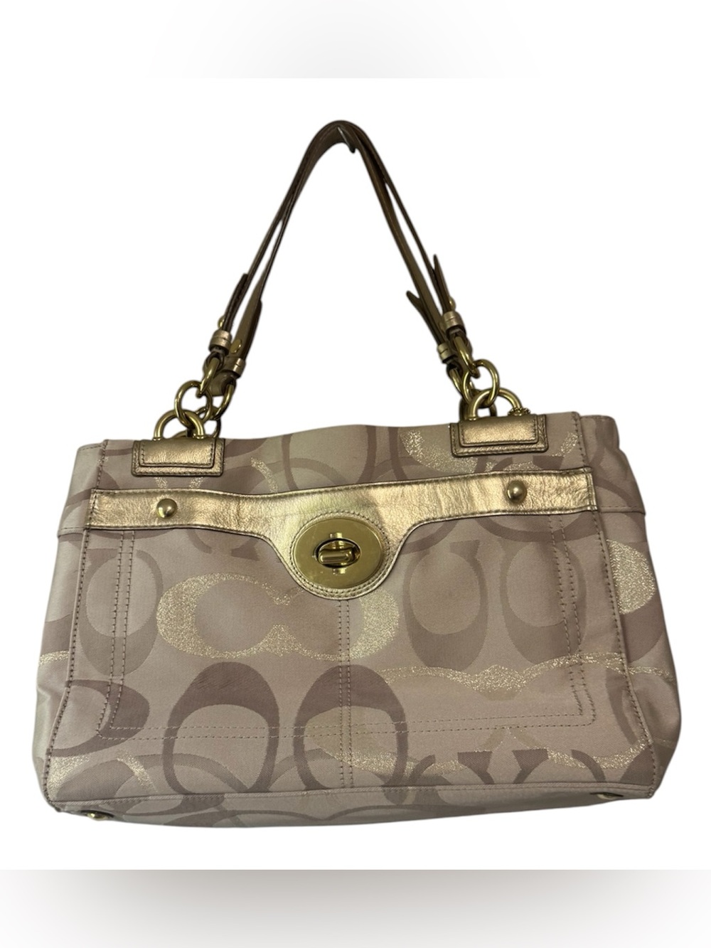 Coach/Penelope optic Signature beige Shoulder Bag with Gold Hardware